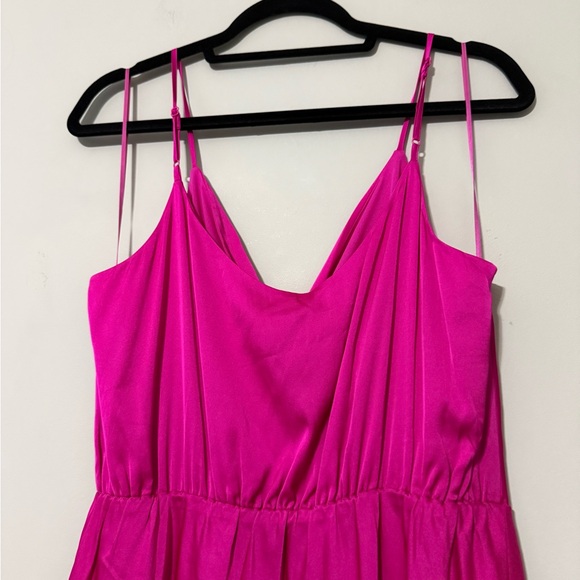 Express women’s medium Satin V-Neck Sleeveless Tie Waist Surplice Midi Dress - Picture 6 of 16